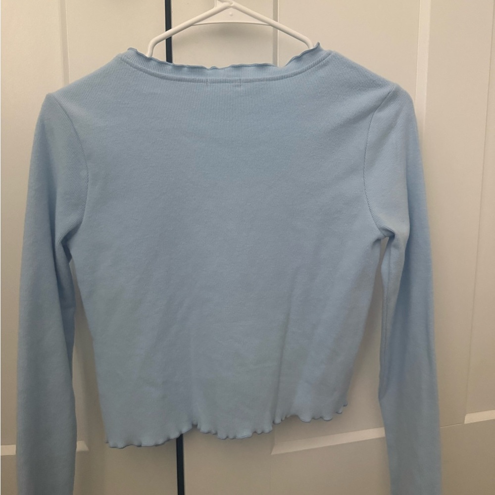 light blue ruffle cardigan - Picture 3 of 3
